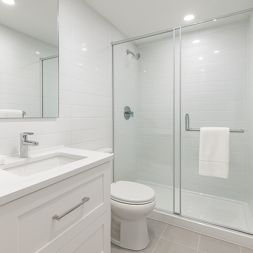 Spotless clean modern bathroom after deep cleaning
