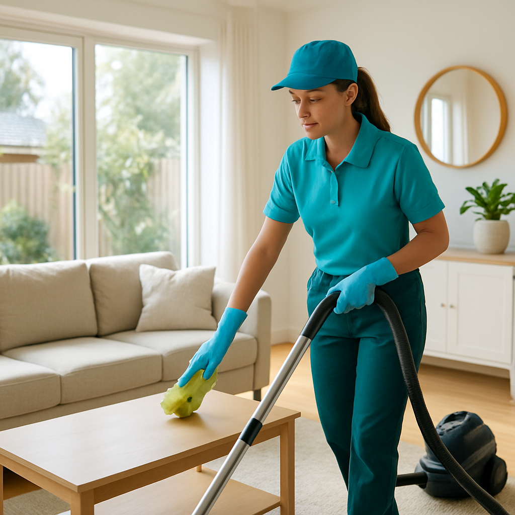 Clean bright living room after residential cleaning